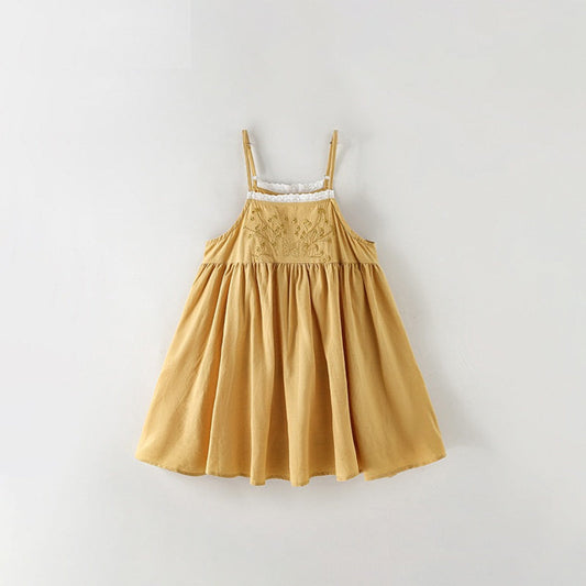 MyKids-USA® Baby Kids Girls Sleeveless Flowers Pattern Lace Trim Dress