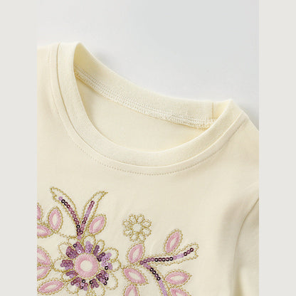 MyKids-USA® Baby Kids Girls Short Sleeves Sequins Flowers Pattern Dress