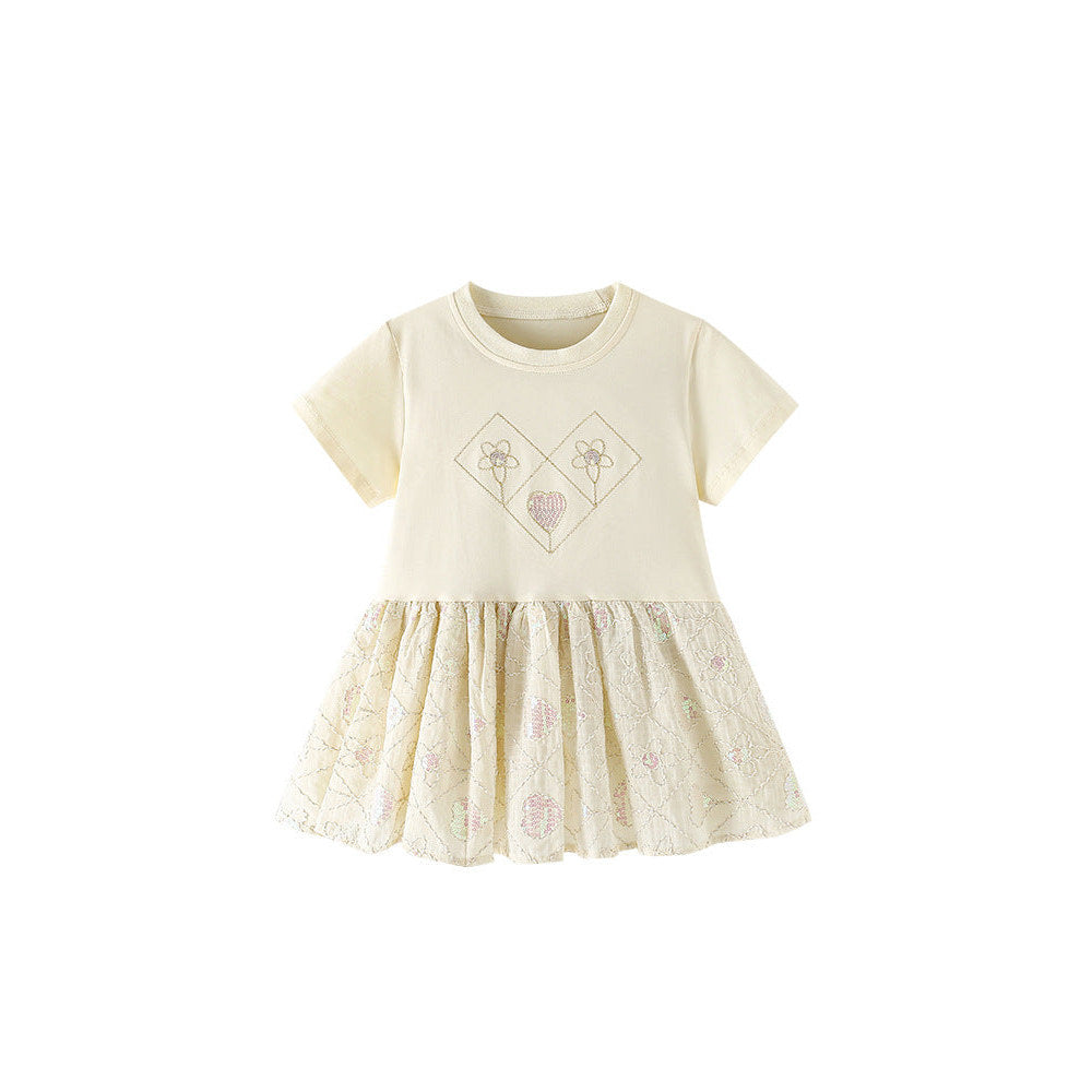 MyKids-USA® Baby Kids Girls Short Sleeves Flowers Embroidery Pattern Dress