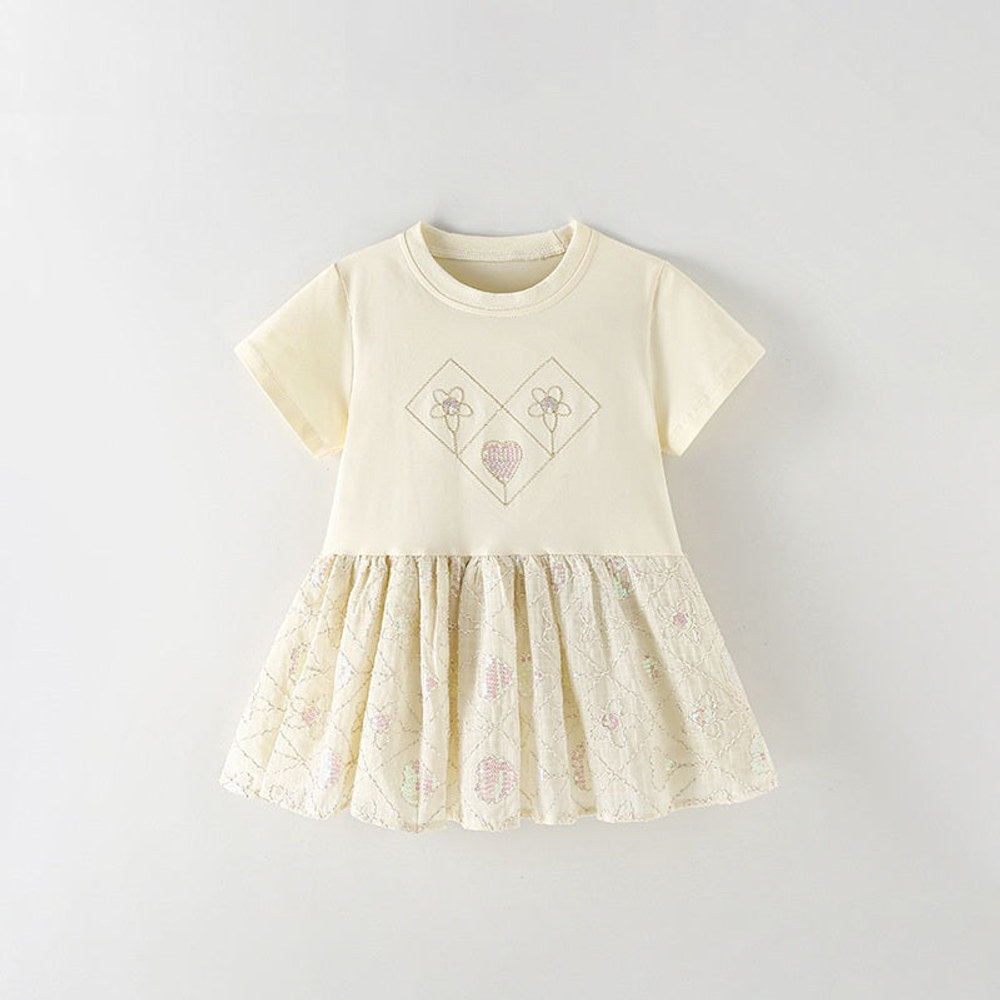 MyKids-USA® Baby Kids Girls Short Sleeves Flowers Embroidery Pattern Dress