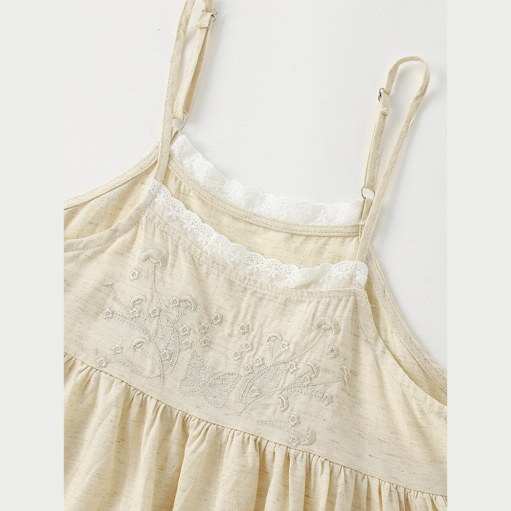 MyKids-USA® Baby Kids Girls Sleeveless Flowers Embroidery Pattern Lace Trim Dress