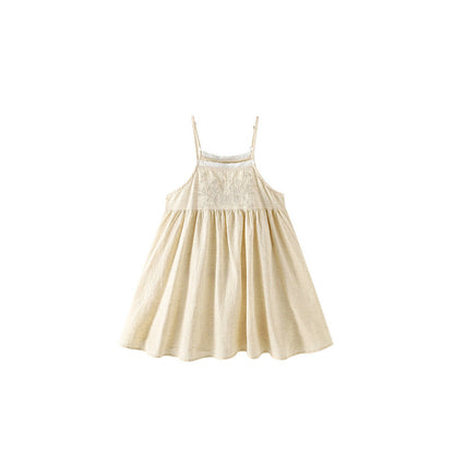 MyKids-USA® Baby Kids Girls Sleeveless Flowers Embroidery Pattern Lace Trim Dress
