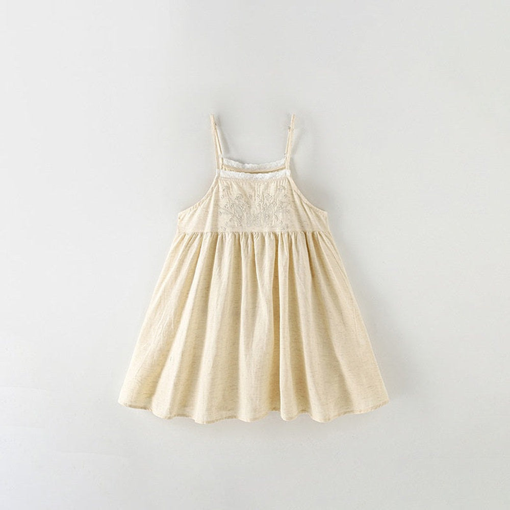 MyKids-USA® Baby Kids Girls Sleeveless Flowers Embroidery Pattern Lace Trim Dress