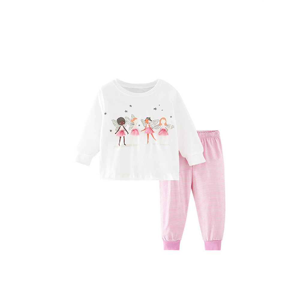 MyKids-USA® Baby Kids Girls Long Sleeves Cartoon Pattern Sweatshirt and Striped Pants Clothing Set