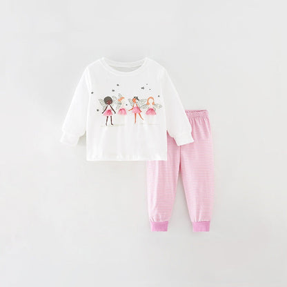 MyKids-USA® Baby Kids Girls Long Sleeves Cartoon Pattern Sweatshirt and Striped Pants Clothing Set
