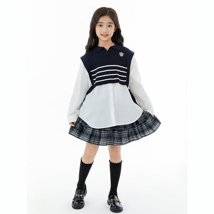 MyKids-USA® Kids Girls Long Sleeves Striped Pattern Preppy Top