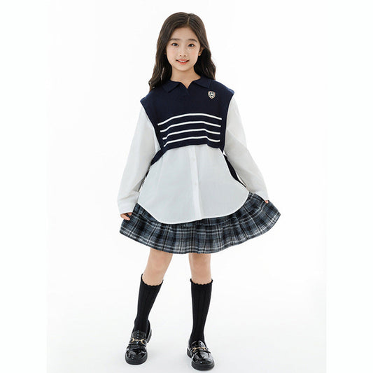 MyKids-USA® Kids Girls Long Sleeves Striped Pattern Preppy Top