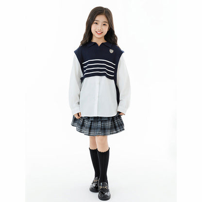 MyKids-USA® Kids Girls Long Sleeves Striped Pattern Preppy Top