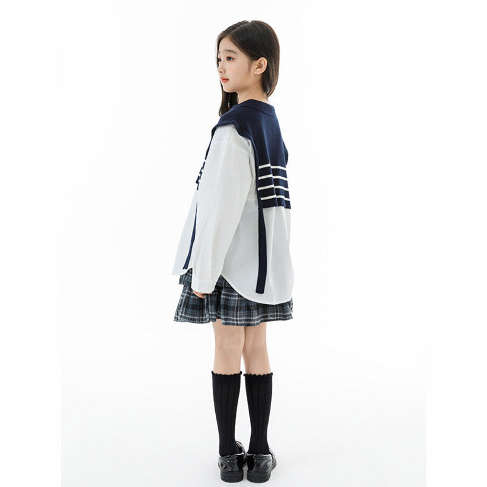 MyKids-USA® Kids Girls Long Sleeves Striped Pattern Preppy Top