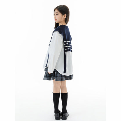 MyKids-USA® Kids Girls Long Sleeves Striped Pattern Preppy Top