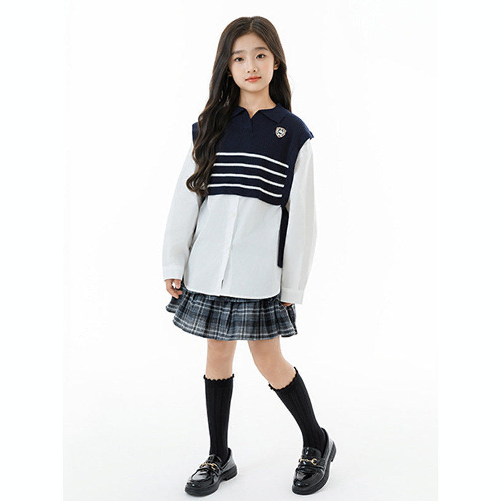 MyKids-USA® Kids Girls Long Sleeves Striped Pattern Preppy Top