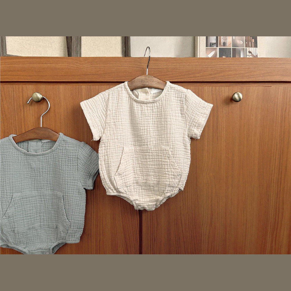 MyKids-USA® Baby Short Sleeves Double-Layer Crepe Triangle Bodysuit