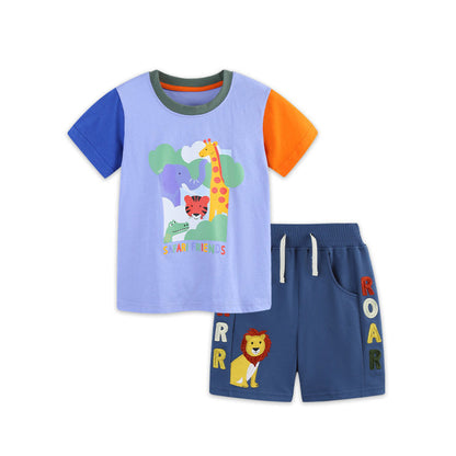 MyKids-USA® Baby Kids Boys Short Sleeves Animals Pattern T-shirt and Shorts Clothing Set