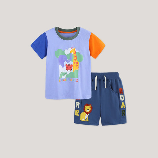 MyKids-USA® Baby Kids Boys Short Sleeves Animals Pattern T-shirt and Shorts Clothing Set