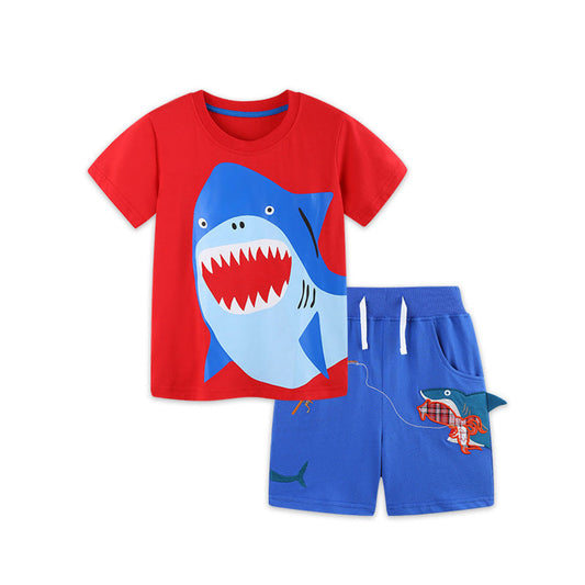 MyKids-USA® Baby Kids Boys Short Sleeves Animals Pattern T-shirt and Shorts Clothing Set