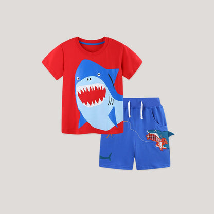 MyKids-USA® Baby Kids Boys Short Sleeves Animals Pattern T-shirt and Shorts Clothing Set