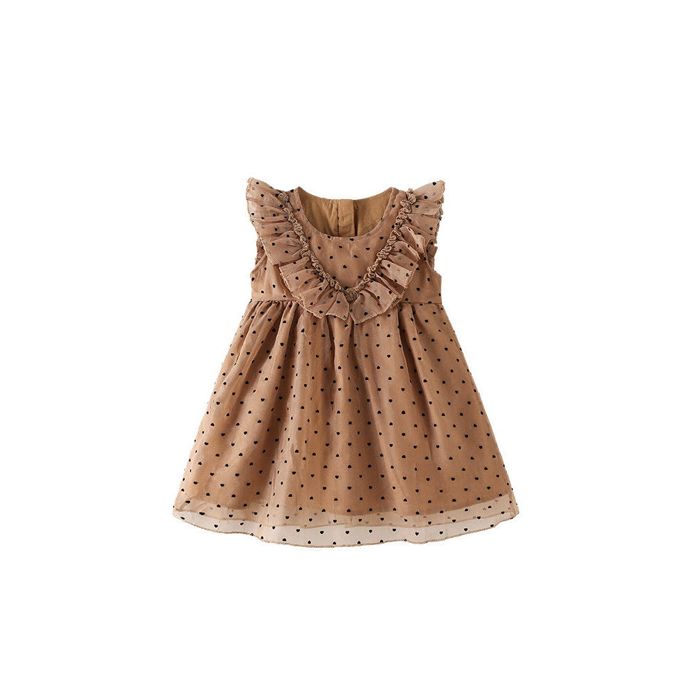 MyKids-USA® Baby Kids Girls Sleeveless Dots Pattern Tulle Dress