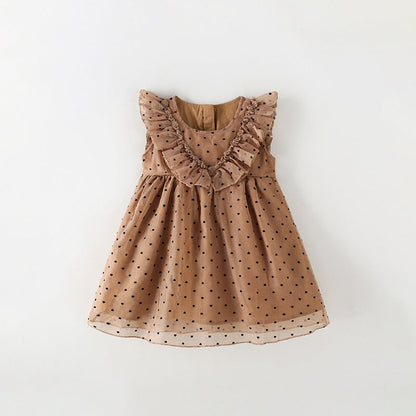 MyKids-USA® Baby Kids Girls Sleeveless Dots Pattern Tulle Dress