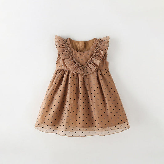 MyKids-USA® Baby Kids Girls Sleeveless Dots Pattern Tulle Dress