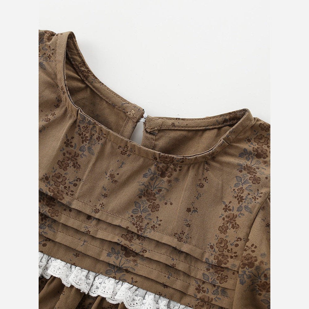 MyKids-USA® Baby Kids Girls Short Sleeves Vintage Flowers Pattern Dress