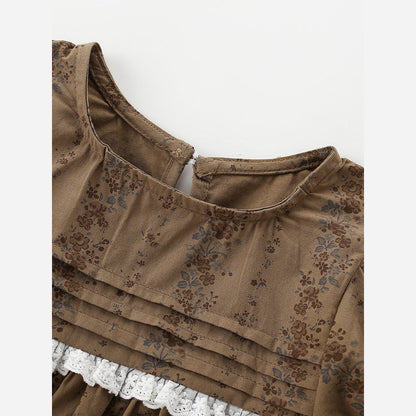 MyKids-USA® Baby Kids Girls Short Sleeves Vintage Flowers Pattern Dress