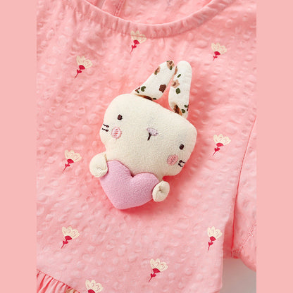 MyKids-USA® Baby Kids Girls Short Sleeves Cute Flowers and Cartoon Pattern Dress