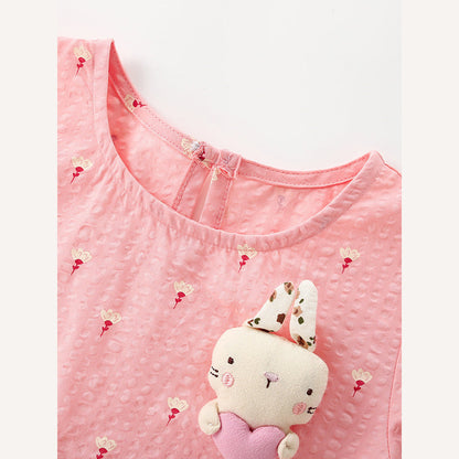 MyKids-USA® Baby Kids Girls Short Sleeves Cute Flowers and Cartoon Pattern Dress