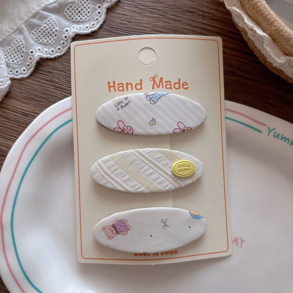 MyKids-USA® Cute Cartoon and Striped Pattern Hair Clips Set