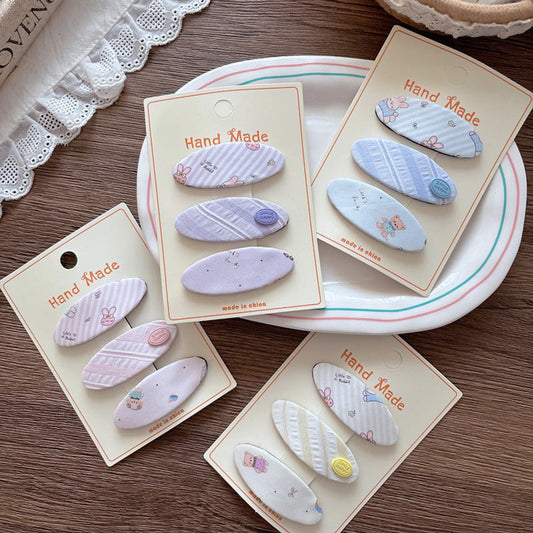 MyKids-USA® Cute Cartoon and Striped Pattern Hair Clips Set