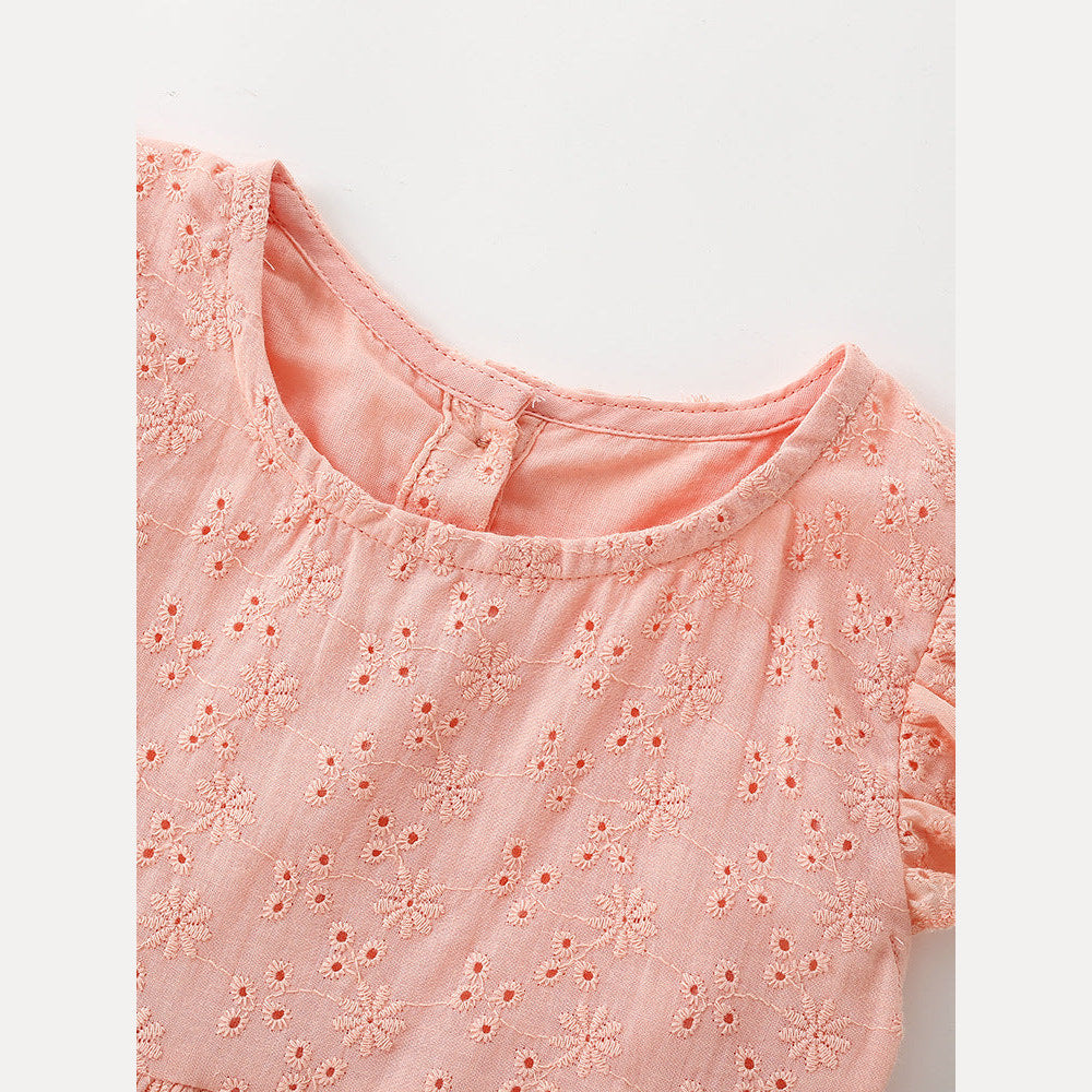 MyKids-USA® Baby Kids Girls Fly Sleeves Cute Flowers Embroidery Pattern Dress
