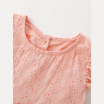 MyKids-USA® Baby Kids Girls Fly Sleeves Cute Flowers Embroidery Pattern Dress