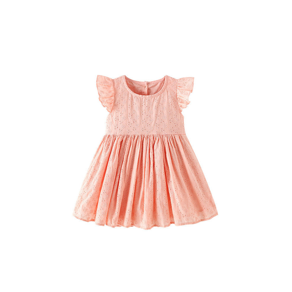 MyKids-USA® Baby Kids Girls Fly Sleeves Cute Flowers Embroidery Pattern Dress