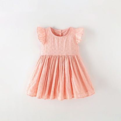 MyKids-USA® Baby Kids Girls Fly Sleeves Cute Flowers Embroidery Pattern Dress