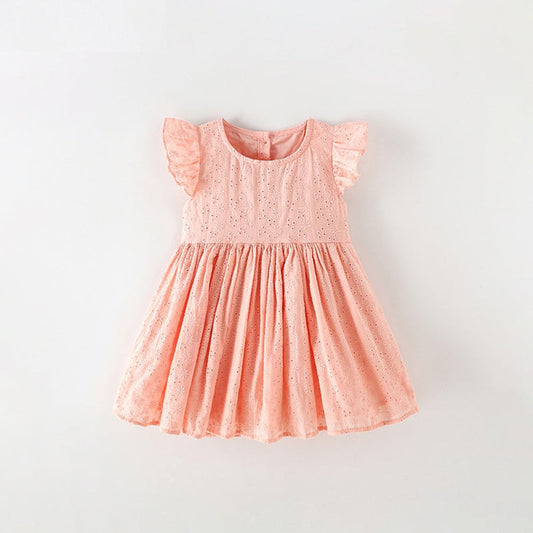 MyKids-USA® Baby Kids Girls Fly Sleeves Cute Flowers Embroidery Pattern Dress