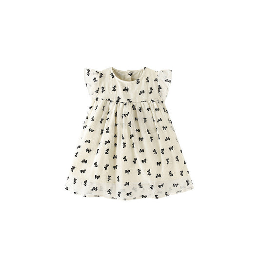 MyKids-USA® Baby Kids Girls Fly Sleeves Cute Butterfly-bows Pattern Dress