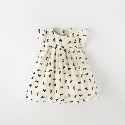 MyKids-USA® Baby Kids Girls Fly Sleeves Cute Butterfly-bows Pattern Dress