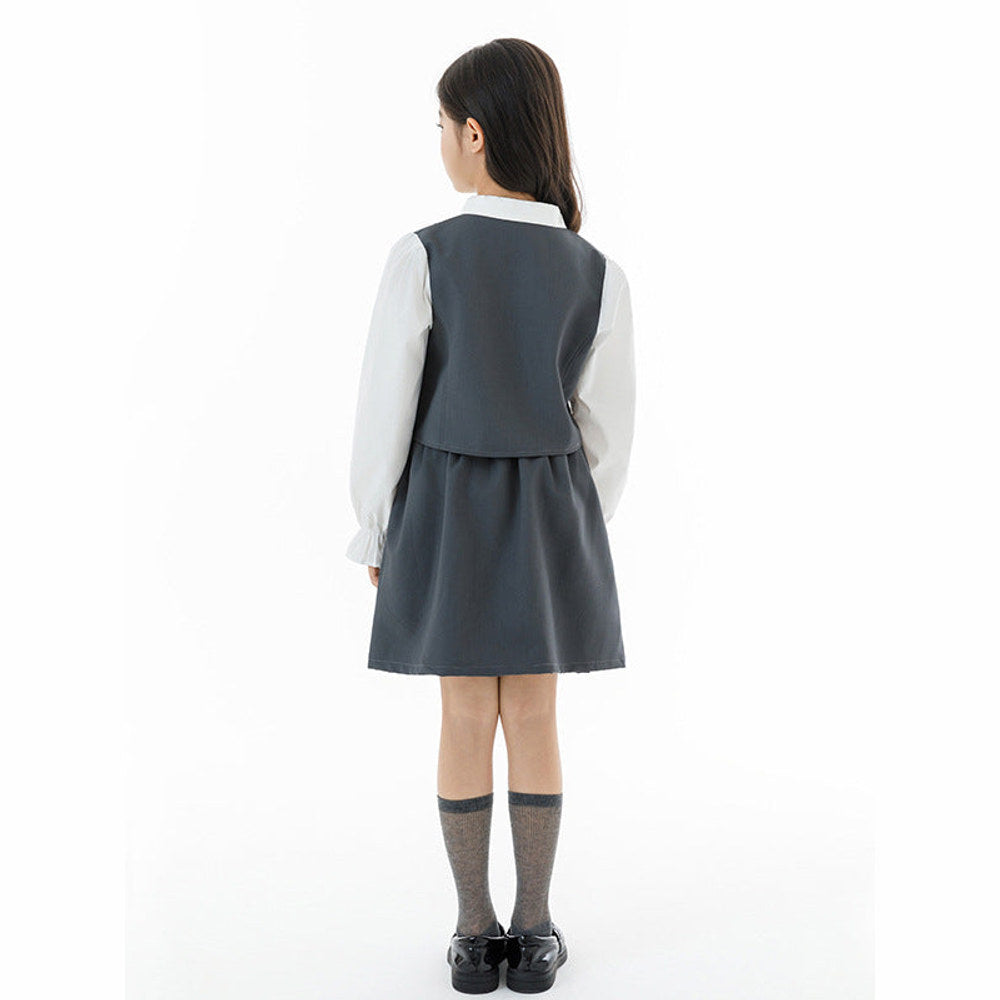 MyKids-USA® Kids Girls Long Sleeves Color Patchwork Top and Plain Skirt Clothing Set