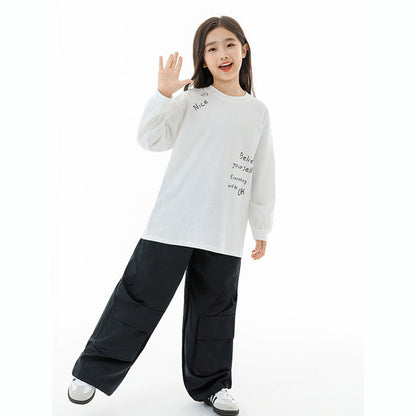 MyKids-USA® Kids Girls Long Sleeves Letters Pattern Sweatshirt and Black Pants Clothing Set