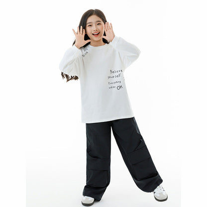 MyKids-USA® Kids Girls Long Sleeves Letters Pattern Sweatshirt and Black Pants Clothing Set