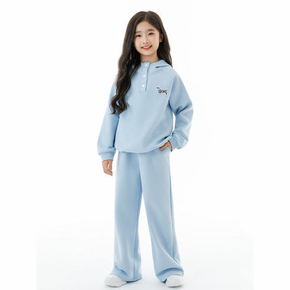 MyKids-USA® Kids Girls Long Sleeves Puppy Pattern Hoodie and Blue Pants Clothing Set
