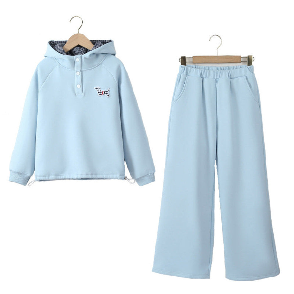 MyKids-USA® Kids Girls Long Sleeves Puppy Pattern Hoodie and Blue Pants Clothing Set