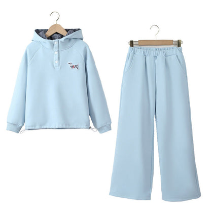 MyKids-USA® Kids Girls Long Sleeves Puppy Pattern Hoodie and Blue Pants Clothing Set