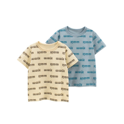 MyKids-USA® Cartoon Trains Pattern T-shirt for Boys