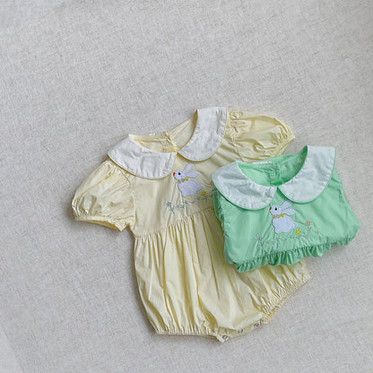 MyKids-USA® Baby Girls Short Sleeves Cartoon Rabbit Pattern Bodysuit
