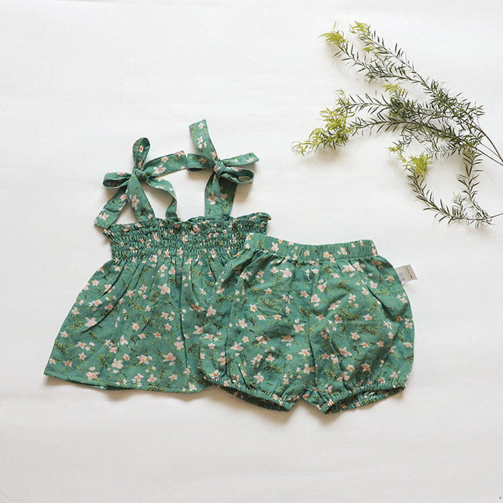 MyKids-USA® Baby Kids Girls Sleeveless Floral Vest and Shorts Clothing Set
