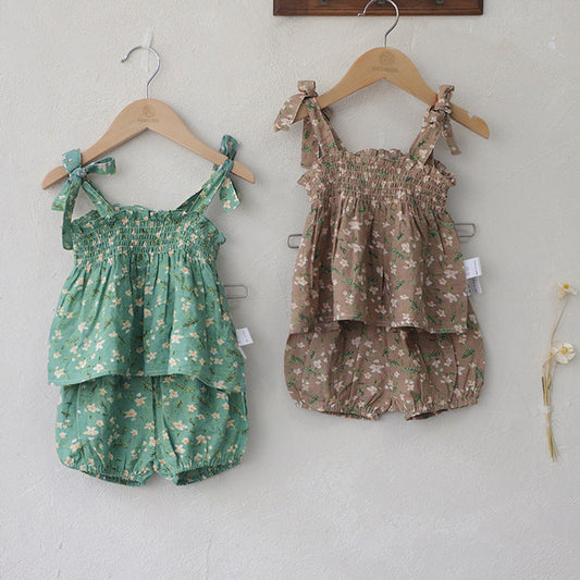 MyKids-USA® Baby Kids Girls Sleeveless Floral Vest and Shorts Clothing Set
