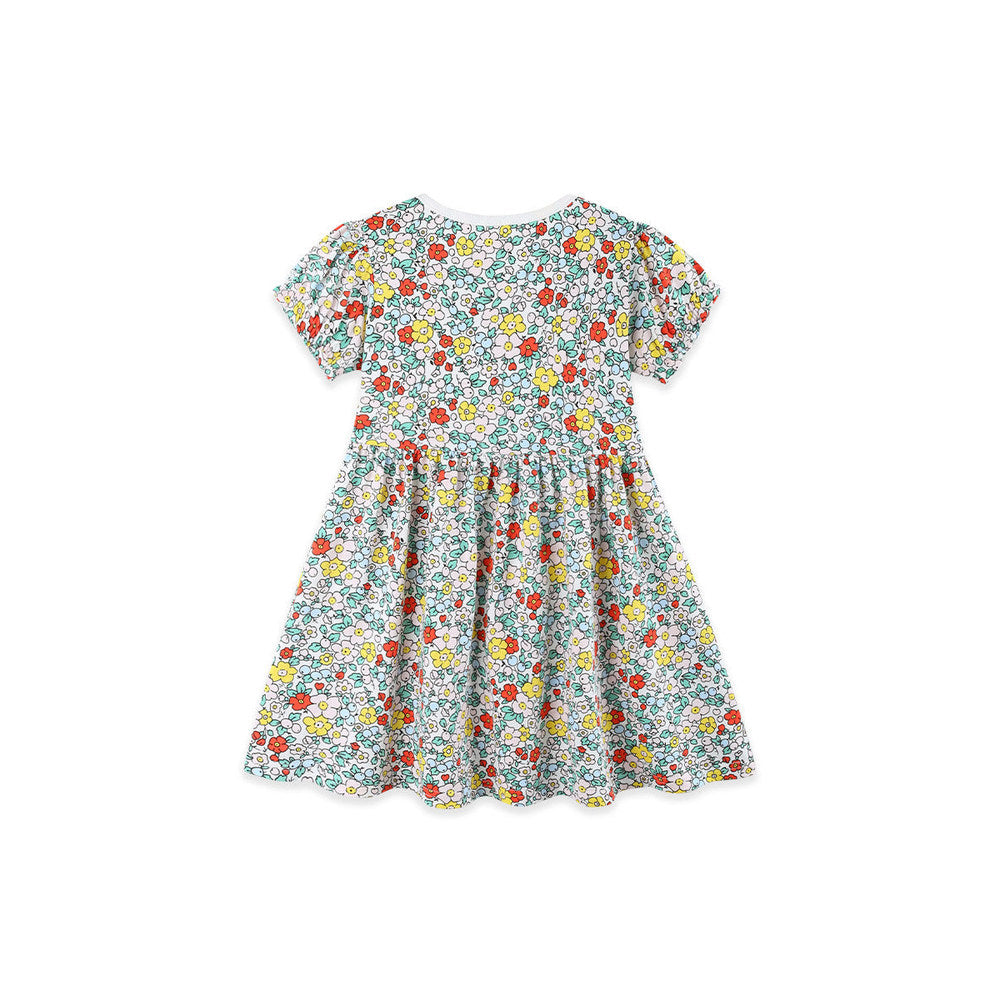 MyKids-USA® Cute Floral Pattern Short Sleeves Dress for Stylish Girls