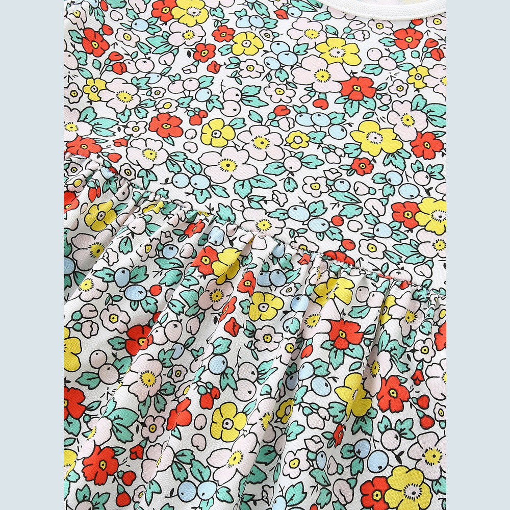 MyKids-USA® Cute Floral Pattern Short Sleeves Dress for Stylish Girls