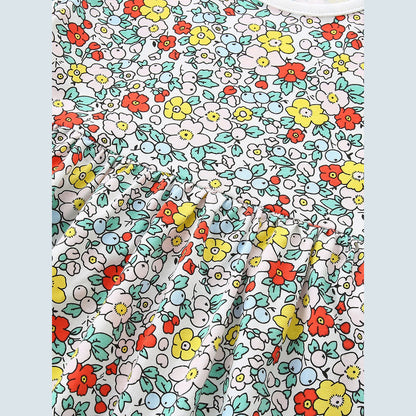 MyKids-USA® Cute Floral Pattern Short Sleeves Dress for Stylish Girls