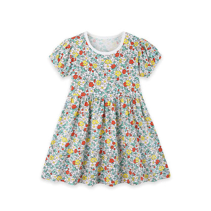 MyKids-USA® Cute Floral Pattern Short Sleeves Dress for Stylish Girls